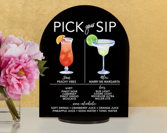 Custom Acrylic Signature Drink Sign – Wedding Bar Menu