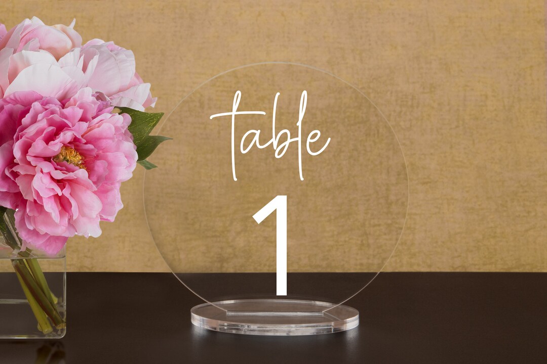 Round Table Numbers With Stand, Clear Acrylic Wedding Table Number ...