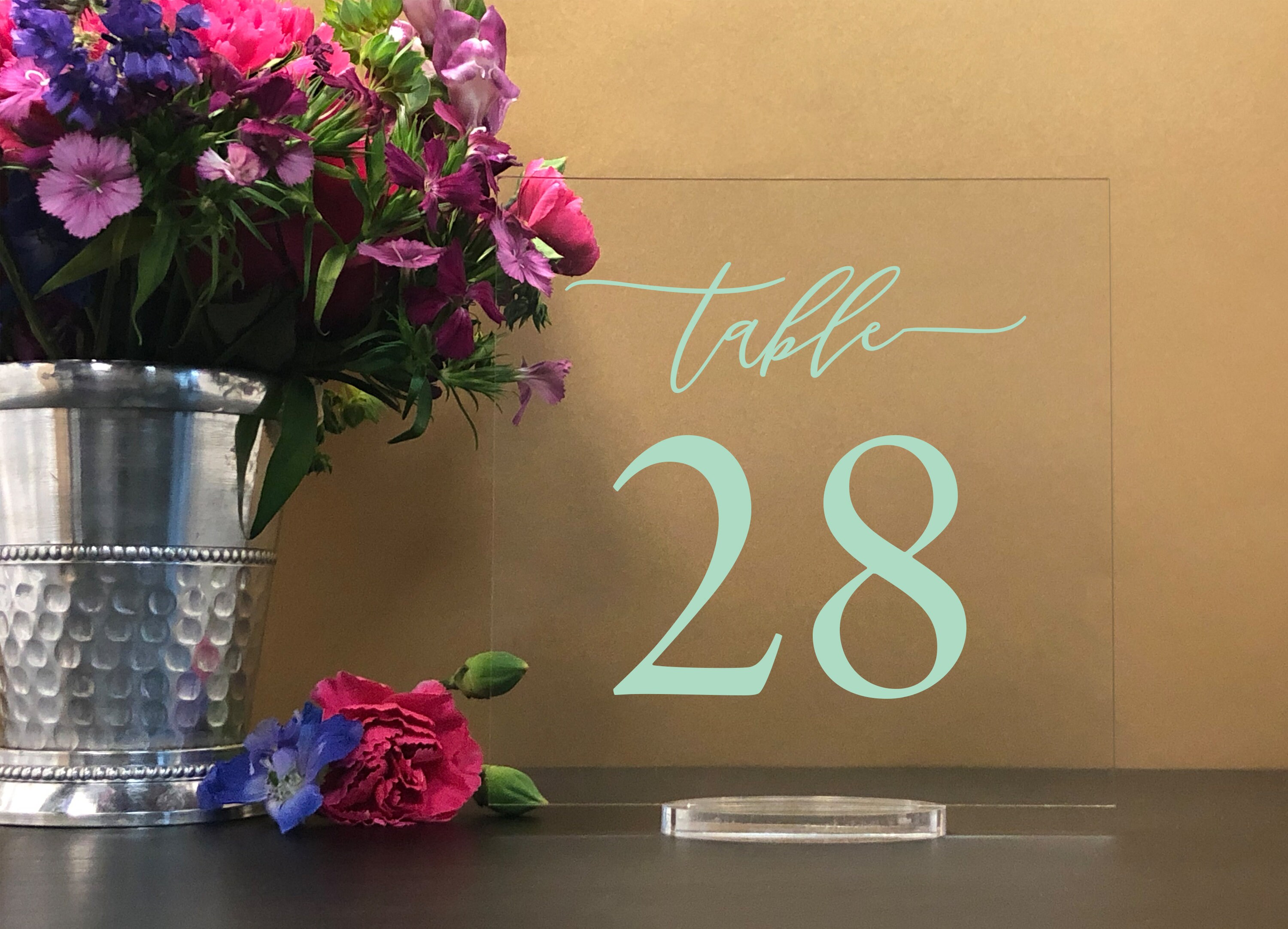 Custom Color Square Table Numbers With Stand Clear Acrylic | Etsy