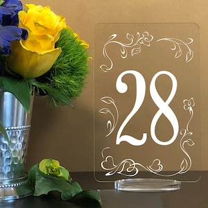 6x4 Rectangle Table numbers with stand custom - clear acrylic wedding table number Wedding Table Décor Modern Weddings