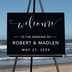 Semi-Custom Wedding Welcome Sign, Create your own Welcome Wedding Sign! Acrylic Wedding Sign - 18&quot;Hx24&quot;W Landscape Black Acrylic