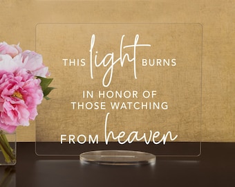 Memorial Wedding Acrylic Sign, Watching From Heaven