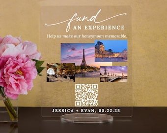 Honeymoon Fund Acrylic Sign, QR Code Wedding Gift