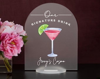 Our Signature Drink!  Full Arch - Dome Bar Menu Sign, Cocktail Bar Sign for wedding and special events.