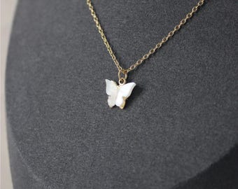 WHITE BUTTERFLY NECKLACE