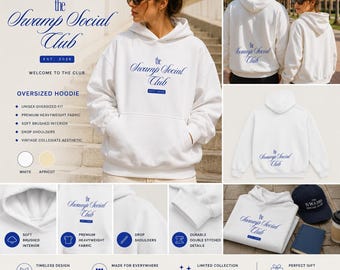 The Swamp Social Club™ Hoodie | Oversized Collegiate | Vintage Campus Sweatshirt | Unisex College fit | Student Alumni Gift