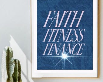 Faith Fitness Finance Print | Christian Motivation Typography (Digital Download)