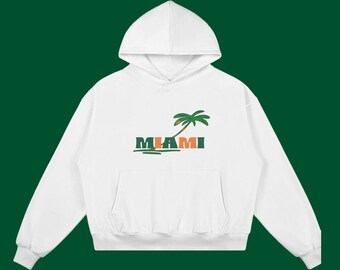 Miami Vintage Collegiate Hoodie | Tropical Palm Tree Sweatshirt, Game Day Apparel