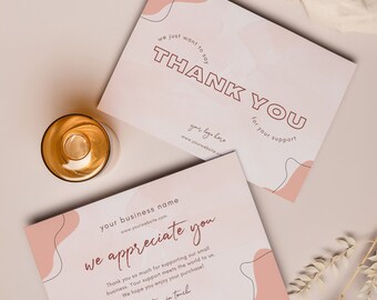 Minimalist Business Thank You Card Template, Custom Order Insert (CanvaTemplates)