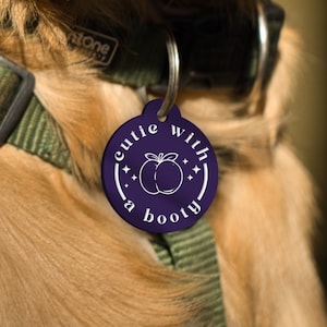 funny dog collar tag, engraved pet tag, custom dog ID tag, personalised dog tag, pet accessories, dog safety tag, custom engraved tag, pet identification, unique dog tag, customisable pet tag, pet owner humour, adorable dog tag