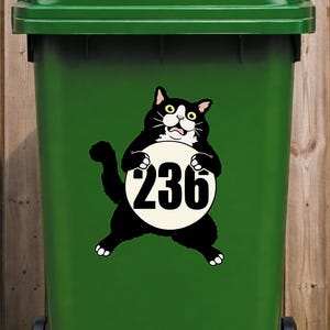 funny bin sticker wheelie bin number sticker bin number decal house number bin sticker personalised wheelie bin sticker outdoor bin label recycling bin number garden waste bin sticker cat bin decal funny bin label wheelie bin identification