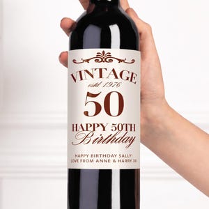 Personalised Vintage Birthday Wine Bottle Label | Custom Age | 30th 40th 50th 60th Birthday Gift | Funny Vintage Birthday Label | Wine Gift