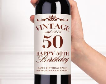 Personalised Vintage Birthday Wine Bottle Label | Custom Age | 30th 40th 50th 60th Birthday Gift | Funny Vintage Birthday Label | Wine Gift