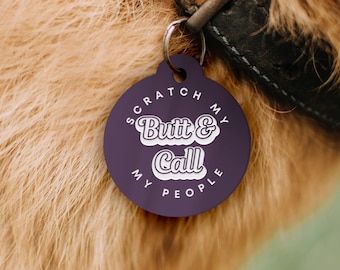 Scratch My Butt - Magnolia Dog Tag: Personalised Dog ID Collar Tag, Funny Custom Pet Safety Accessories, New Pet Essentials, Dog Gift