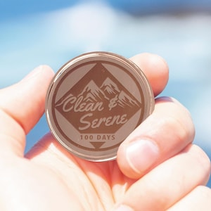 Narcotics Anonymous chip, personalized recovery coin, Clean & Serene chip, metal sobriety milestone, addiction recovery token, custom NA chip, sobriety gift, NA anniversary coin, recovery support, motivational sobriety chip, personalized NA token
