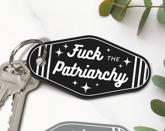 F*ck the Patriarchy Motel-Style Keyring: Retro Acrylic Keychain, Unique Gift Idea, Girly Car Accessory