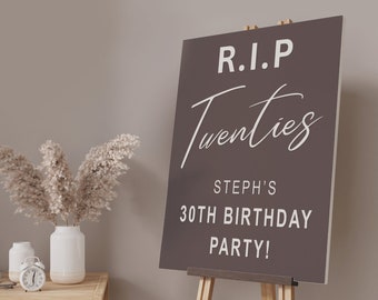 RIP Twenties - 30th Birthday Party Sticker - Personalised Decal For DIY 30th Birthday Decor, Death To Youth Themed Party Sticker Decoration