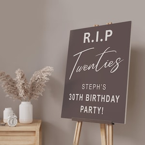 RIP Twenties - 30th Birthday Party Sticker - Personalised Decal For DIY 30th Birthday Decor, Death To Youth Themed Party Sticker Decoration