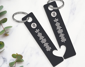 Personalised Matching Song Keyring Set - Custom Spotify Code, Couple or Friends Set, Acrylic Song Keyring Gift For Music Lover, Our Song