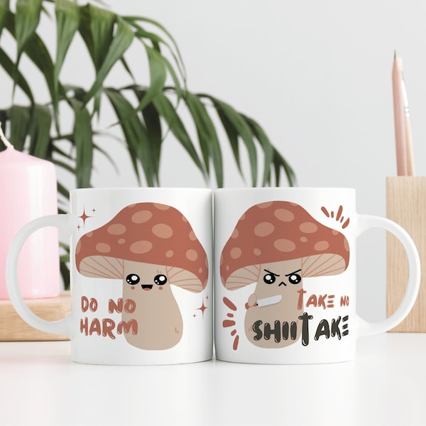 Take No Shiitake Mug - Funny Mushroom Pun Gift, Hilarious Coffee Cup, Witty Humour, Unusual Present, Cottage Core, Gift For Mushroom Lover