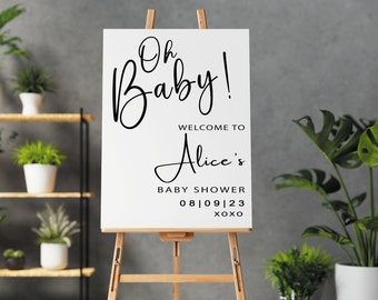 Oh Baby! - Personalised Baby Shower Welcome Sticker Decal For DIY Decorative Sign, Modern Party Decor, For Mirror or Board - Easy To Apply