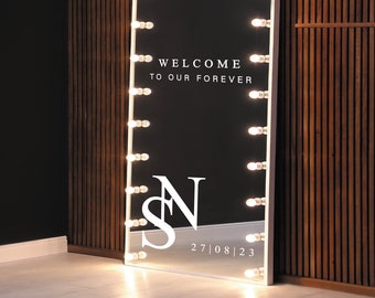 Welcome To Our Forever - Personalised Initials & Date - Welcome Wedding Mirror/Sign Sticker, Modern, Minimal, Easy To Apply Decal, DIY Decor