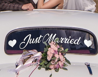 Just Married Car Sticker: Wedding Car Decorations, Just Married Decal, Sticker For Wedding Car, Easy To Apply & Remove Wedding Car Sticker