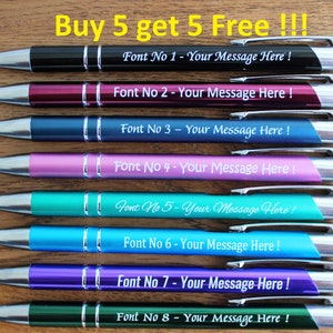 Personalised Pen - High Quality - BUY 5 GET 5 FREE Custom Message - Gift Present - Engraved Metal Body