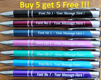 Personalised Engraved Metal Pen - High Quality - Custom Wording - Promotional Gift - BUY 5 GET 5 FREE