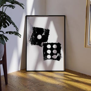 Distressed Dice Poster, Abstract dice print, Minimalist Black & White Wall Home Decor, Trendy Game Room Wall art, Modern Art Home Decor, Interior design, Modern decor, Minimalist design, Contemporary home decor