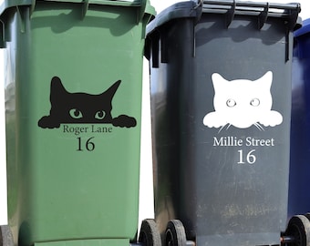 Cat Wheelie Bin Sticker Personali Custom Number House Number Sticker Wheely Bin Dustbin