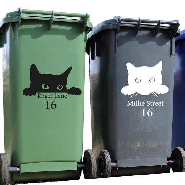 Cat Wheelie Bin Sticker Personali Custom Number House Number Sticker Wheely Bin Dustbin