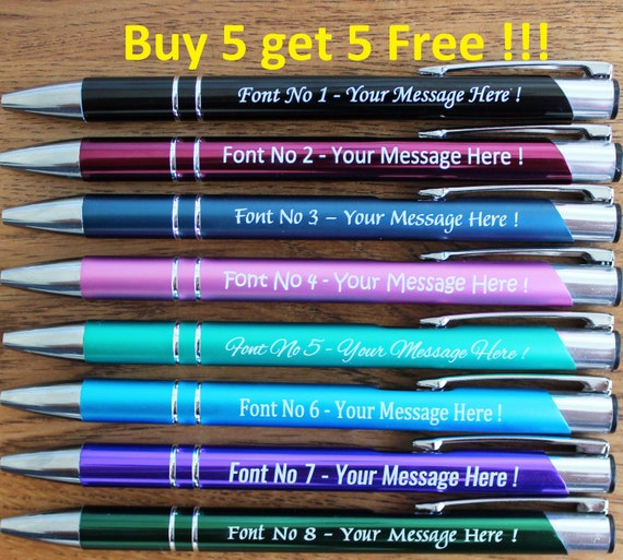 Personalised Pen High Quality BUY 5 GET 5 FREE Custom Message Gift Present  Engraved Metal Body 