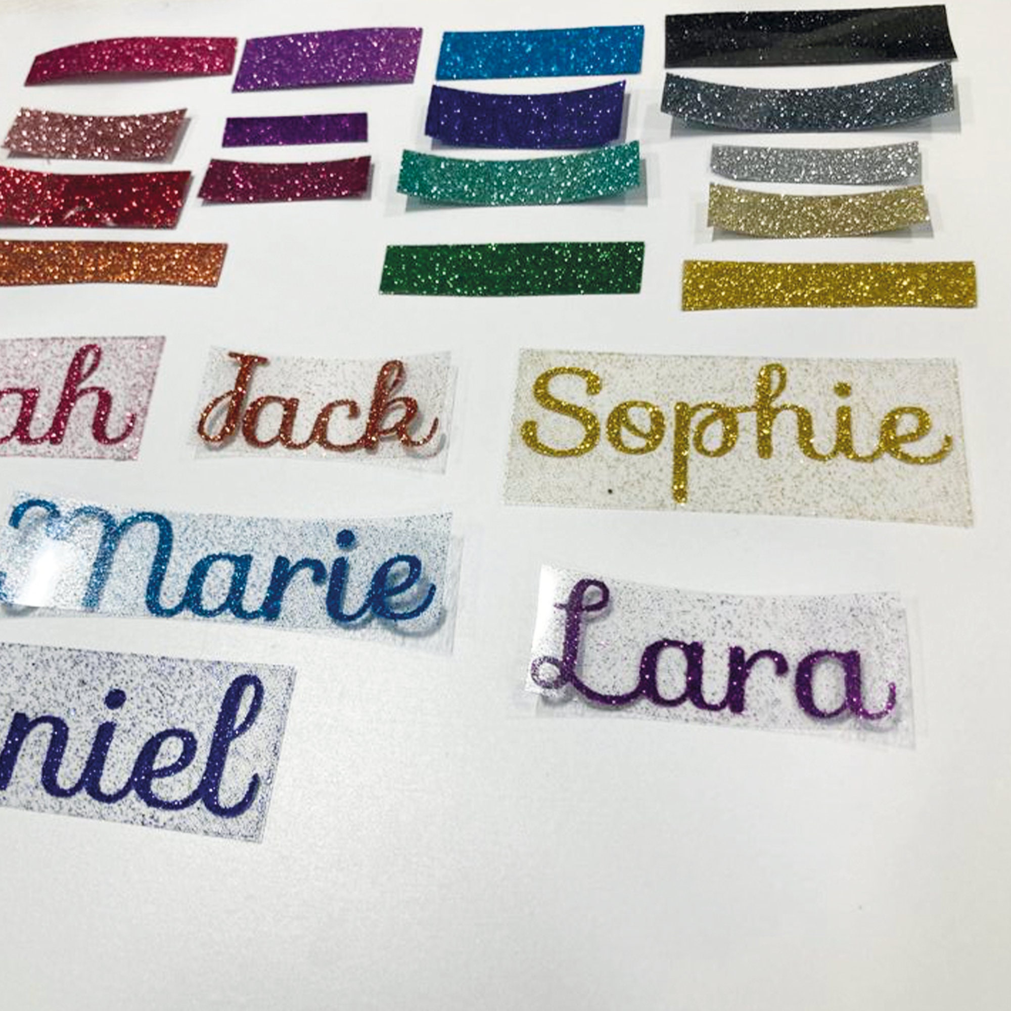 Personalised Glitter Iron on Name Label FREE Symbol Heat Etsy UK