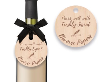 Divorce Wine Bottle Wooden Freshly Signed Divorce Papers Newly Divorced