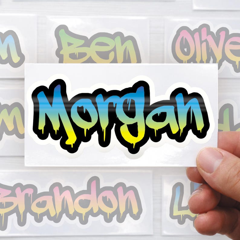 Personalised Graffiti Drip Script Name Sticker | Custom Vinyl Name Decal | Waterproof Kids Name Sticker | Bottle Laptop Bike Helmet Sticker image 4