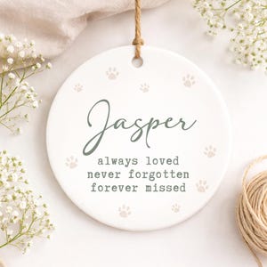 Personalised Pet Memorial Ornament – Always Loved Never Forgotten Paw Print Keepsake – Sympathy Gift
