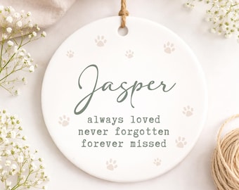 Personalised Pet Memorial Ornament – Always Loved Never Forgotten Paw Print Keepsake – Sympathy Gift