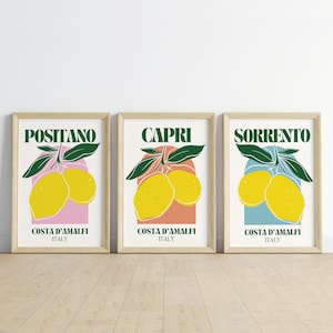 Sorrento - amalfi italy print: modern italian location poster, amalfi coast aesthetic, home decor, lemon illustration, mediterranean, travel image 4