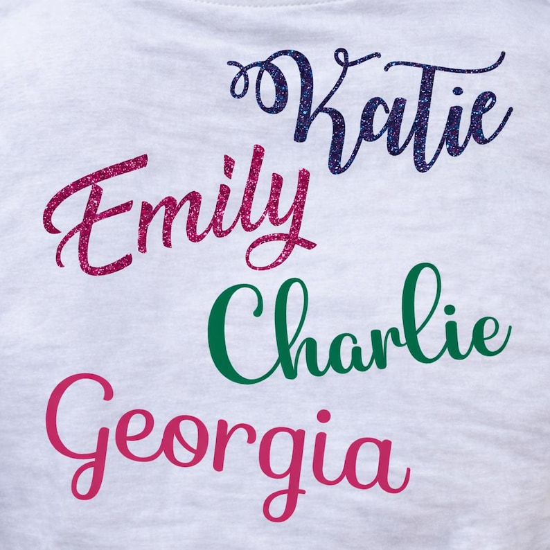 Personalised Glitter Iron On Name Label | Custom HTV Vinyl for Clothes, T-Shirts & Bags | DIY Wash Safe Name Transfer image 2
