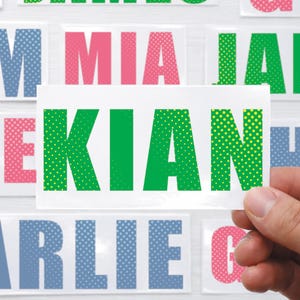 Personalised Name Sticker | Custom Colourful Halftone Vinyl Decal | Waterproof Bottle & Bike Name Label Lettering
