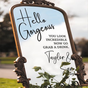 Hello Gorgeous Wedding Mirror Sticker - Personalised Names, Selfie Mirror, Guest Photos/Pictures, Vinyl Sticker for DIY Wedding Sign image 7