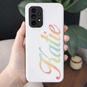 Personalised Name Sticker | Custom Script Name Pastel Gradient Vinyl Decal | Waterproof Rainbow Name Label image 4