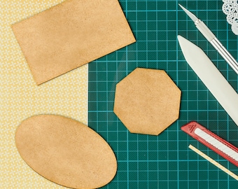 Shape Craft Blanks Set 2 | MDF Octagon, Rectangle, and Oval for DIY Projects, Customisable Wooden Craft Supplies, Paintable Blanks