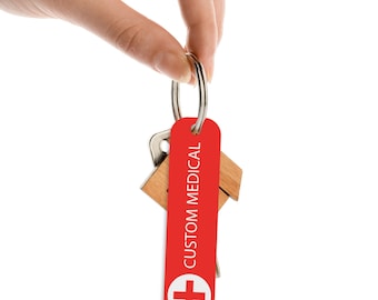 Custom Medical Condition Alert Tag Personalised Hospital Keyring  Heart Condition