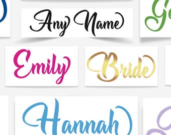 Personalised Name Sticker: Script Font Custom Word Vinyl Decal Label, Custom Sticker For Water Bottles, Glasses, Organisation, Gifts & More