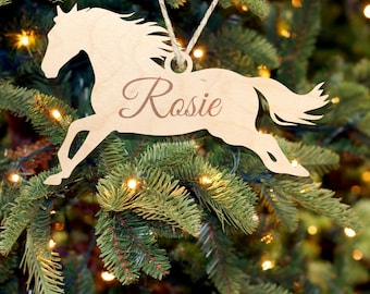 Gift Tag Horse Silhouette Christmas Bauble Personalised Name Christmas Ornament Custom Horse Name Christmas Tree Decor