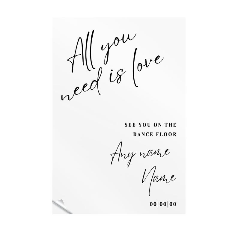 All You Need Is Love - Dance Floor Sticker: Custom DIY Wedding Mirror Decal, Wedding Sign - Engagement, Wedding or Anniversary Decor image 5