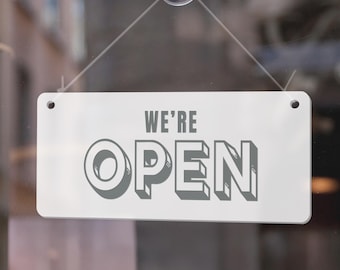 Open & Closed Hanging Shop Sign - Retro: Business Essentials, Shop Door Sign with Suction Cup – Double-Sided Hanging Shop Plaque, Shop Decor