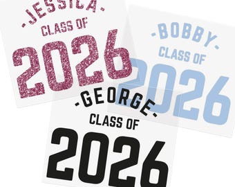 Personalised Leavers 2026 T-Shirt Transfer | Custom Name & Year Iron-On Vinyl | Class of 2026 DIY HTV Decal